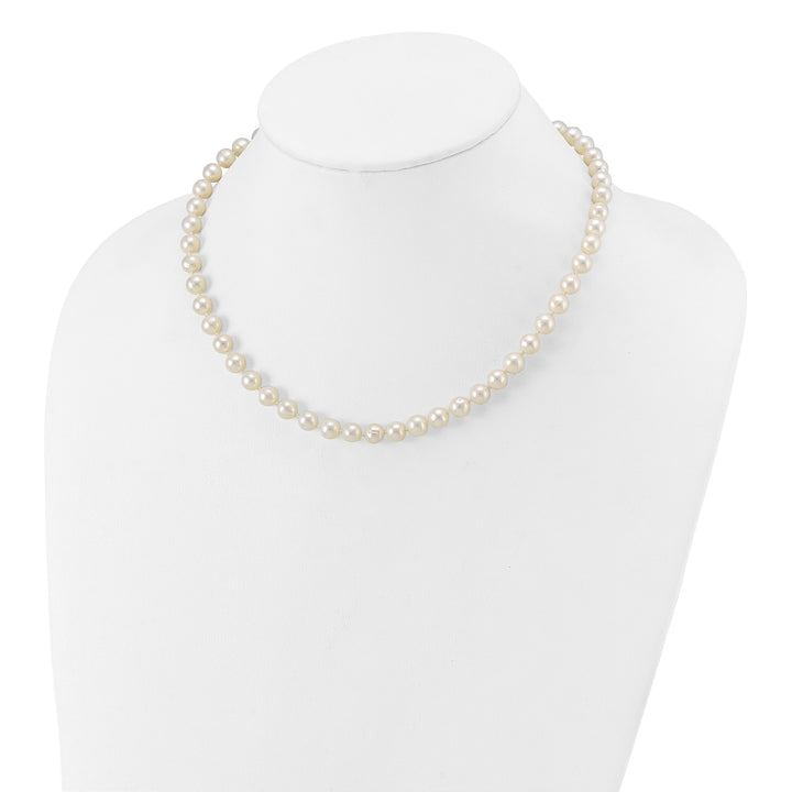 14k WG 6-7mm White Near Round Freshwater Cultured Pearl Necklace