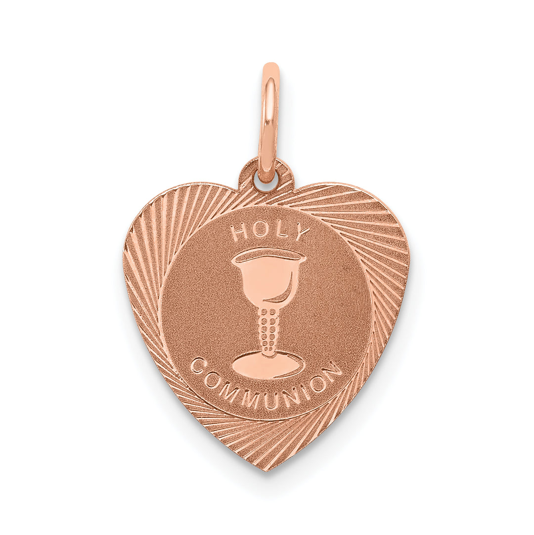 14k Rose Gold Holy Communion Heart Charm