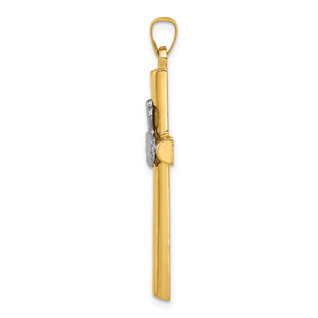 14k Two-tone Claddagh Cross Pendant