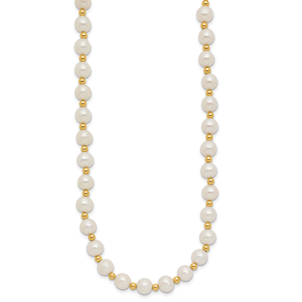 14K 6-7mm White Near Round FW Cultured Pearl Bead Necklace