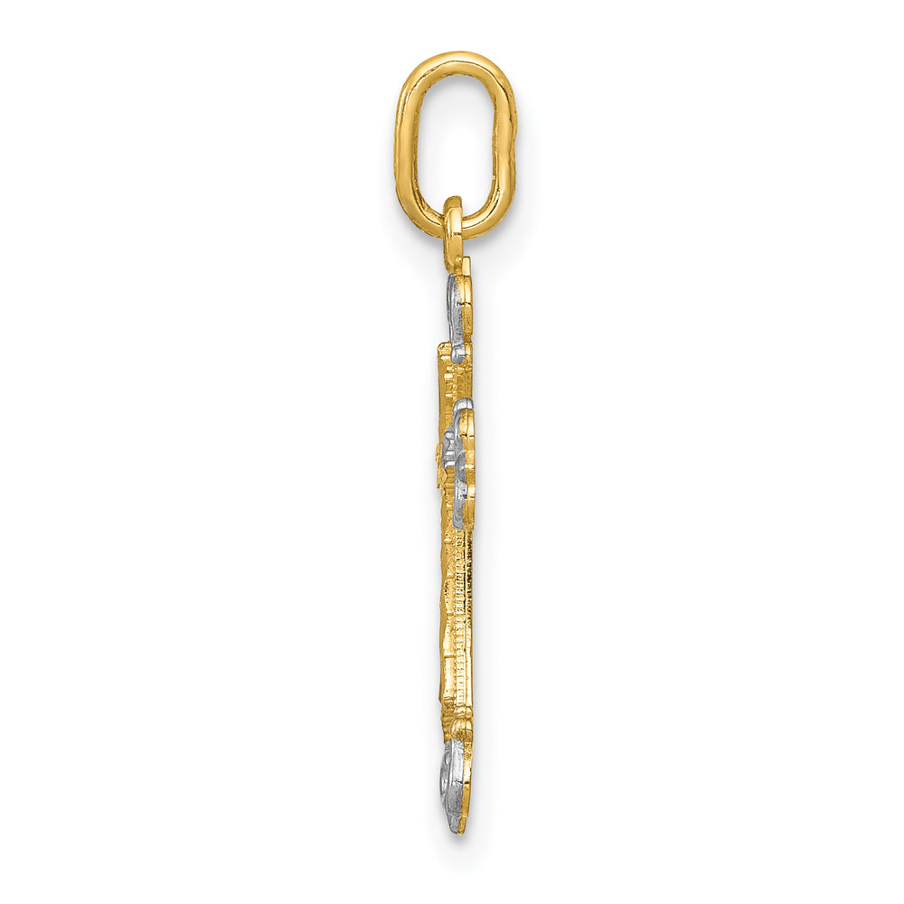 14K w/Rhodium Cross Charm
