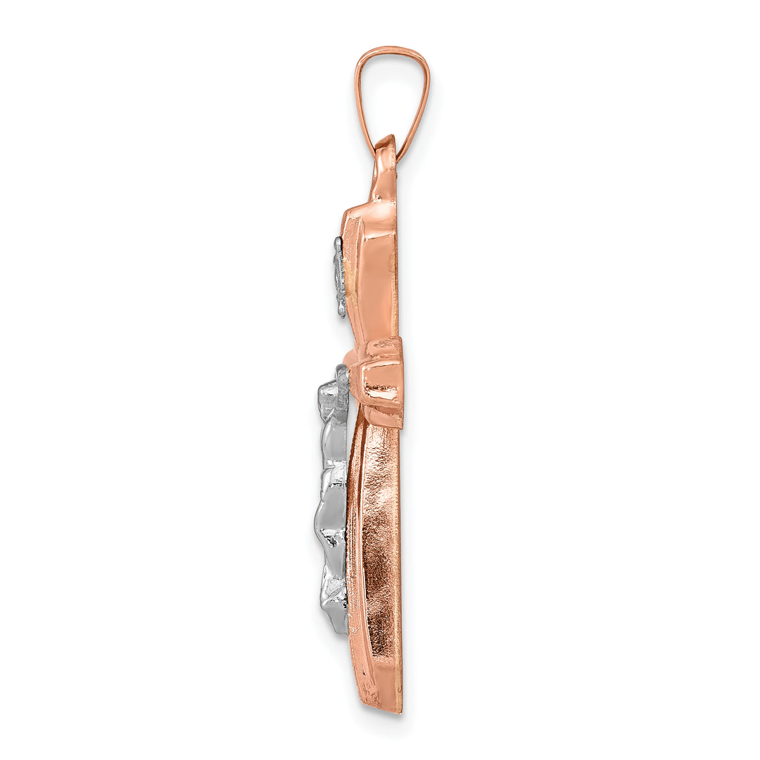 14k Two-tone Hollow Crucifix Pendant