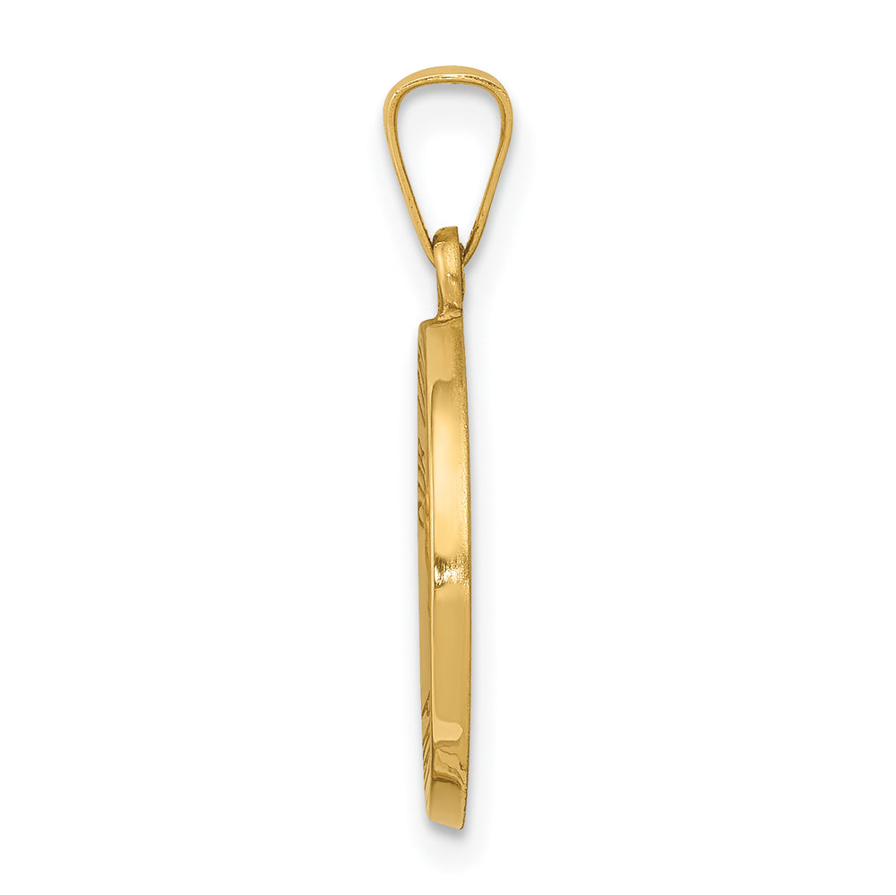 14k Polished and Satin Our Lady Fatima Medal Hollow Pendant