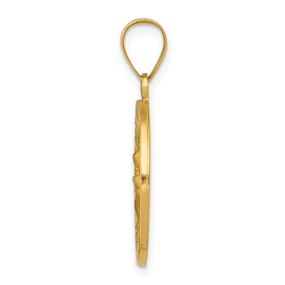 14k Polished/Satin Our Lady Perpetual Help Medal Hollow Pendant