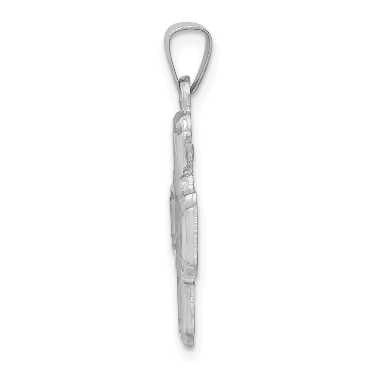 14k White Gold Polished / Satin Four Way Medal Hollow Pendant