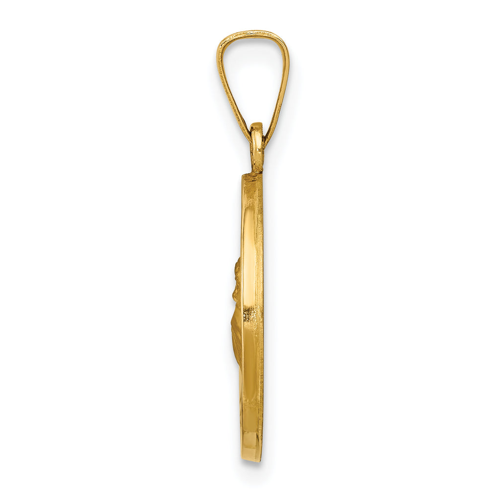 14k Polished and Satin St. Anthony Medal Hollow Pendant