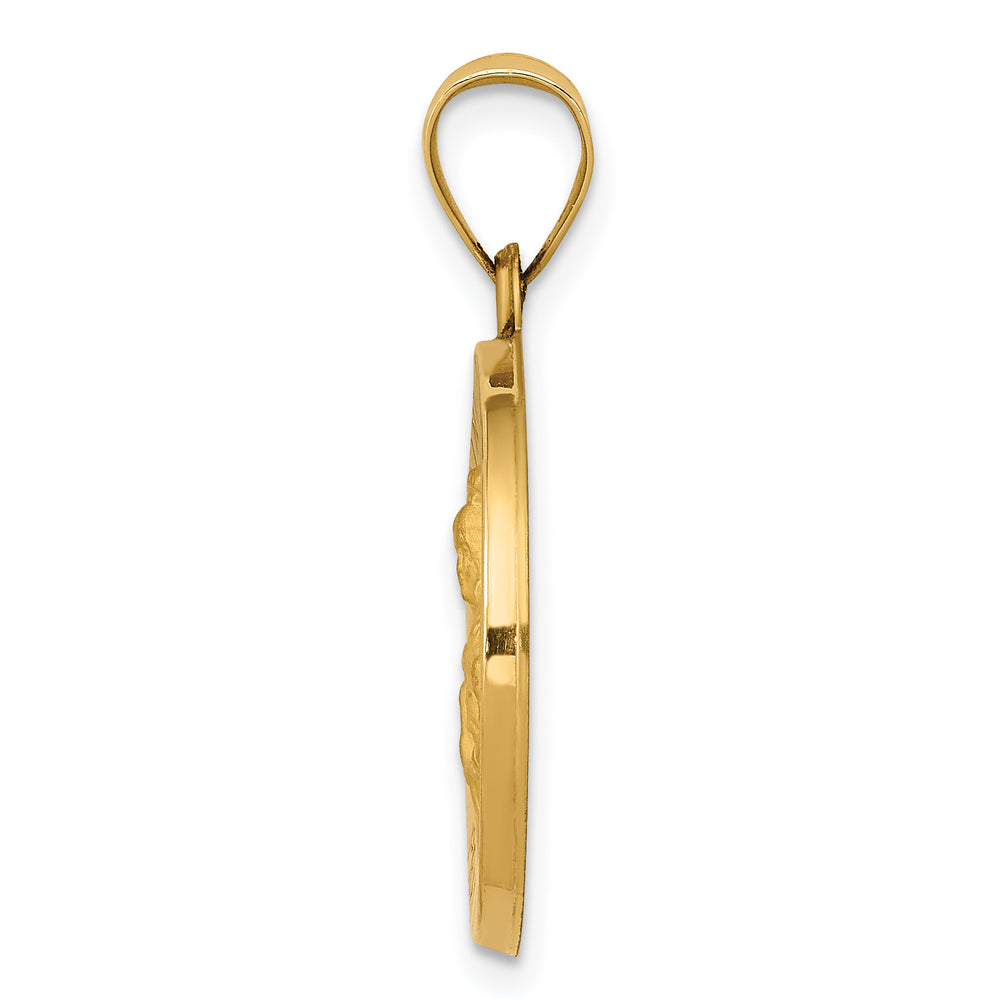 14k Polished and Satin St. Barbara Medal Hollow Pendant
