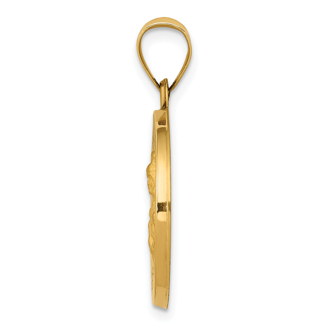 14k Polished and Satin St. Barbara Medal Hollow Pendant