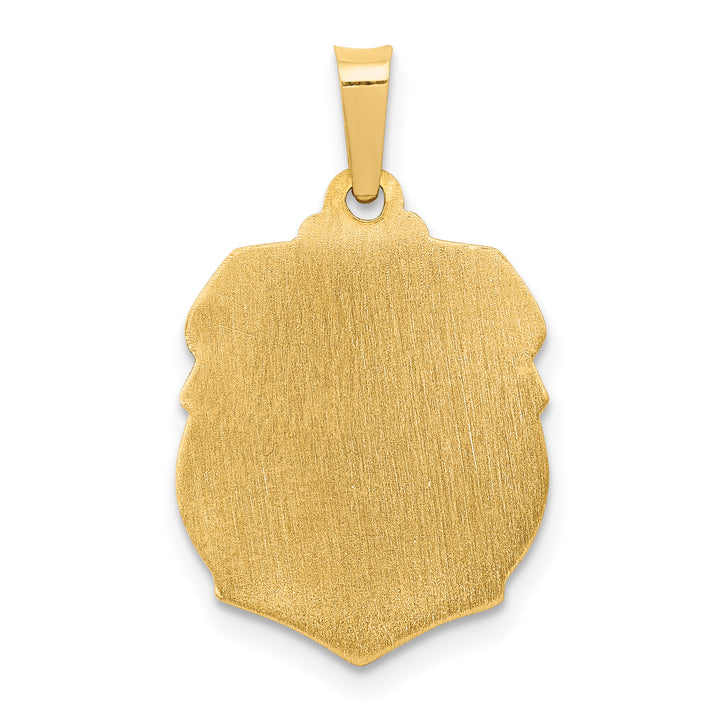 14k Polished and Satin St Michael Badge Medal Hollow Pendant