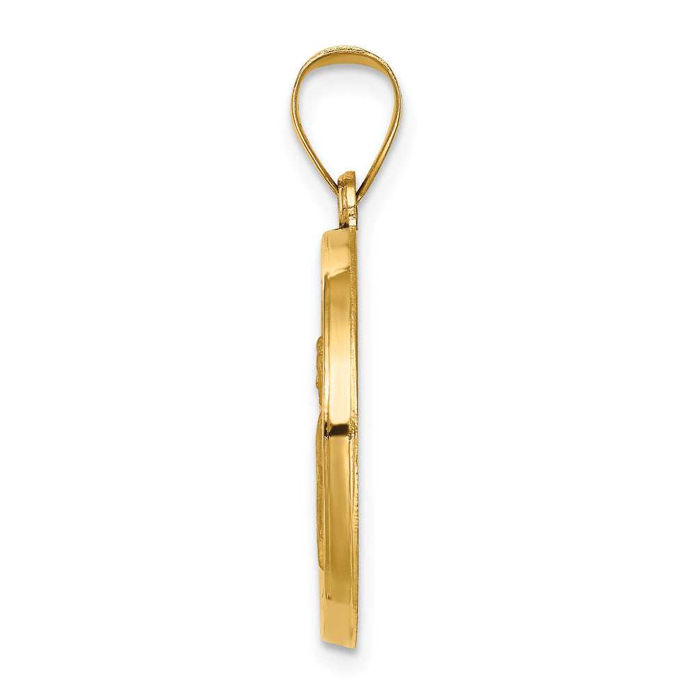 14k Polished and Satin St Gabriel Medal Hollow Pendant
