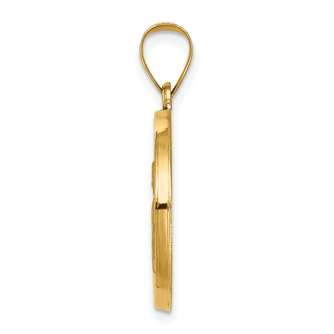 14k Polished and Satin St Gabriel Medal Hollow Pendant