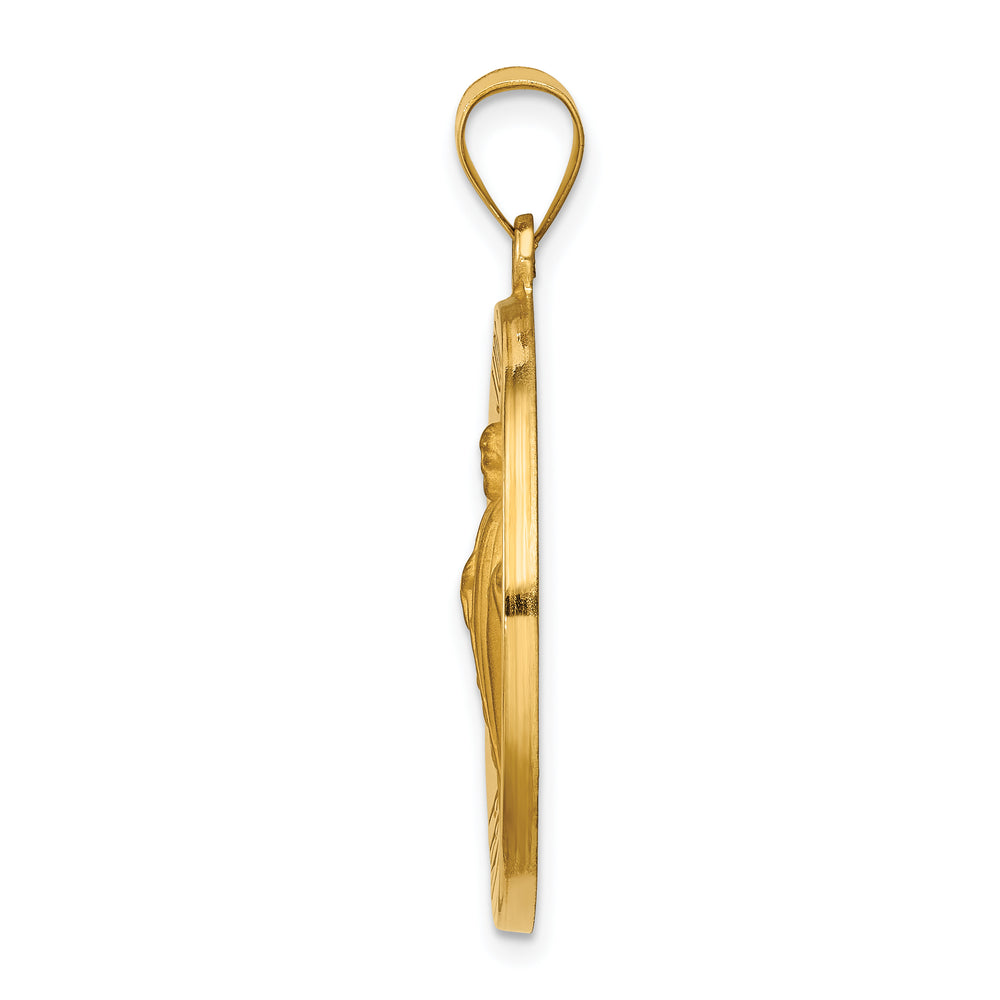 14k Polished and Satin St Jude Thaddeus Medal Hollow Pendant