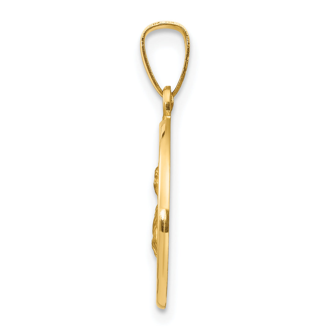 14k Polished and Satin St Lucy Medal Hollow Pendant