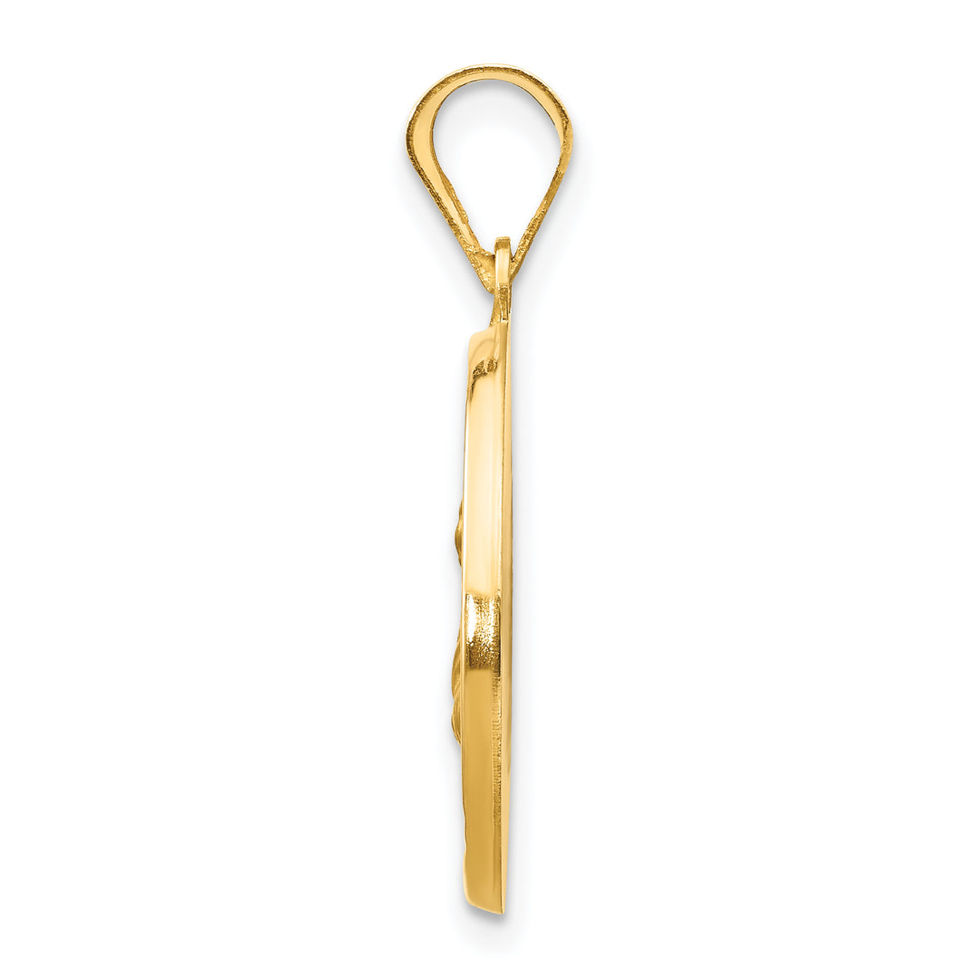 14k Polished and Satin St Lucy Medal Hollow Pendant