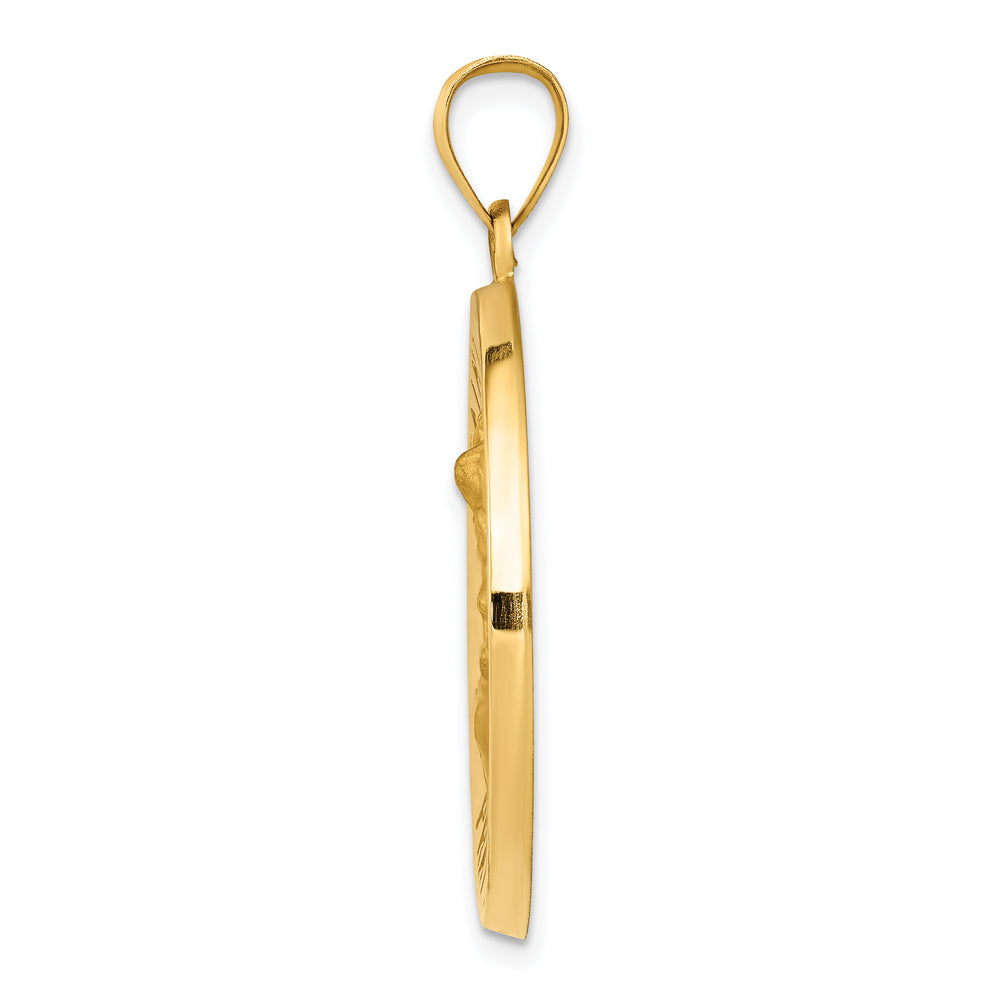 14k Polished and Satin St Michael Medal Hollow Pendant