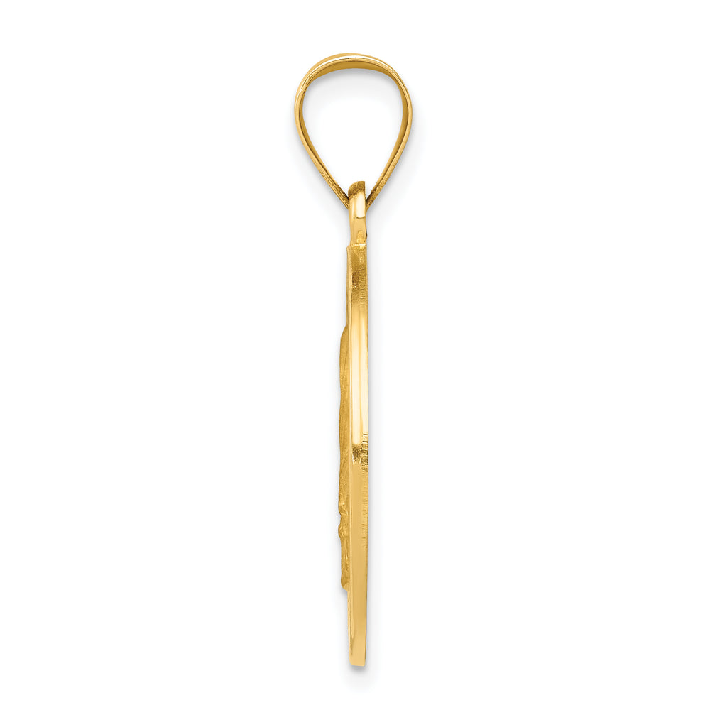 14k Polished and Satin Mother Teresa Medal Hollow Pendant