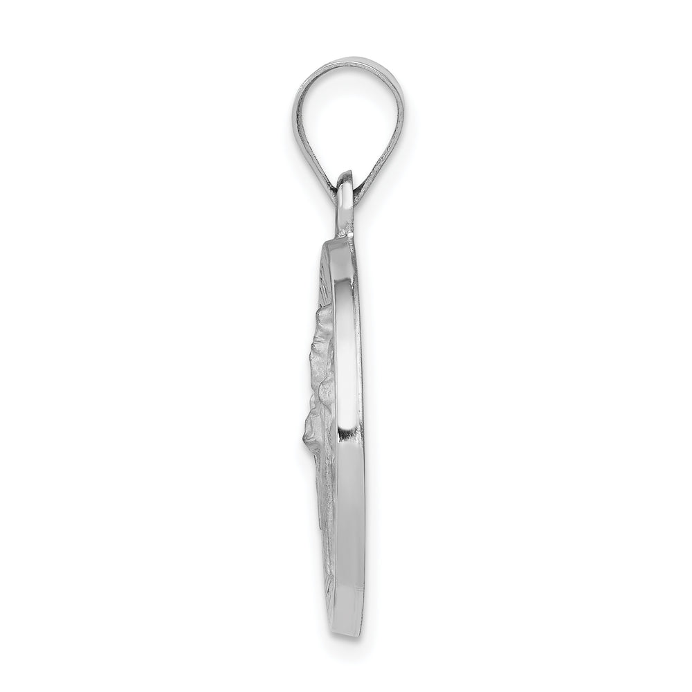 14k White Gold Polished and Satin St Patrick Medal Hollow Pendant