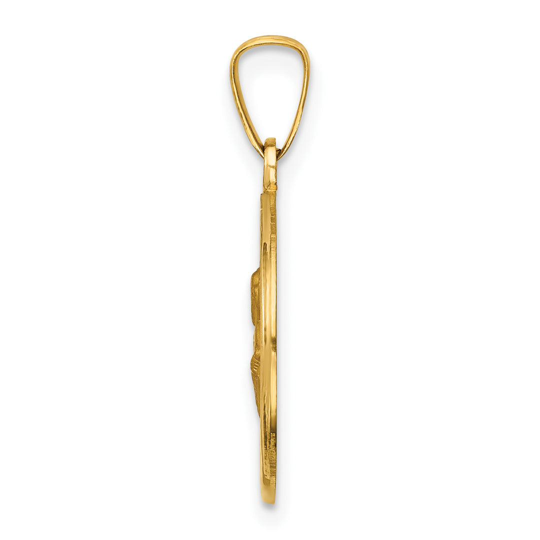 14k Polished and Satin St Peter Medal Hollow Pendant