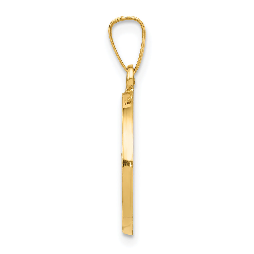 14k Polished and Satin Confirmation Medal Hollow Pendant