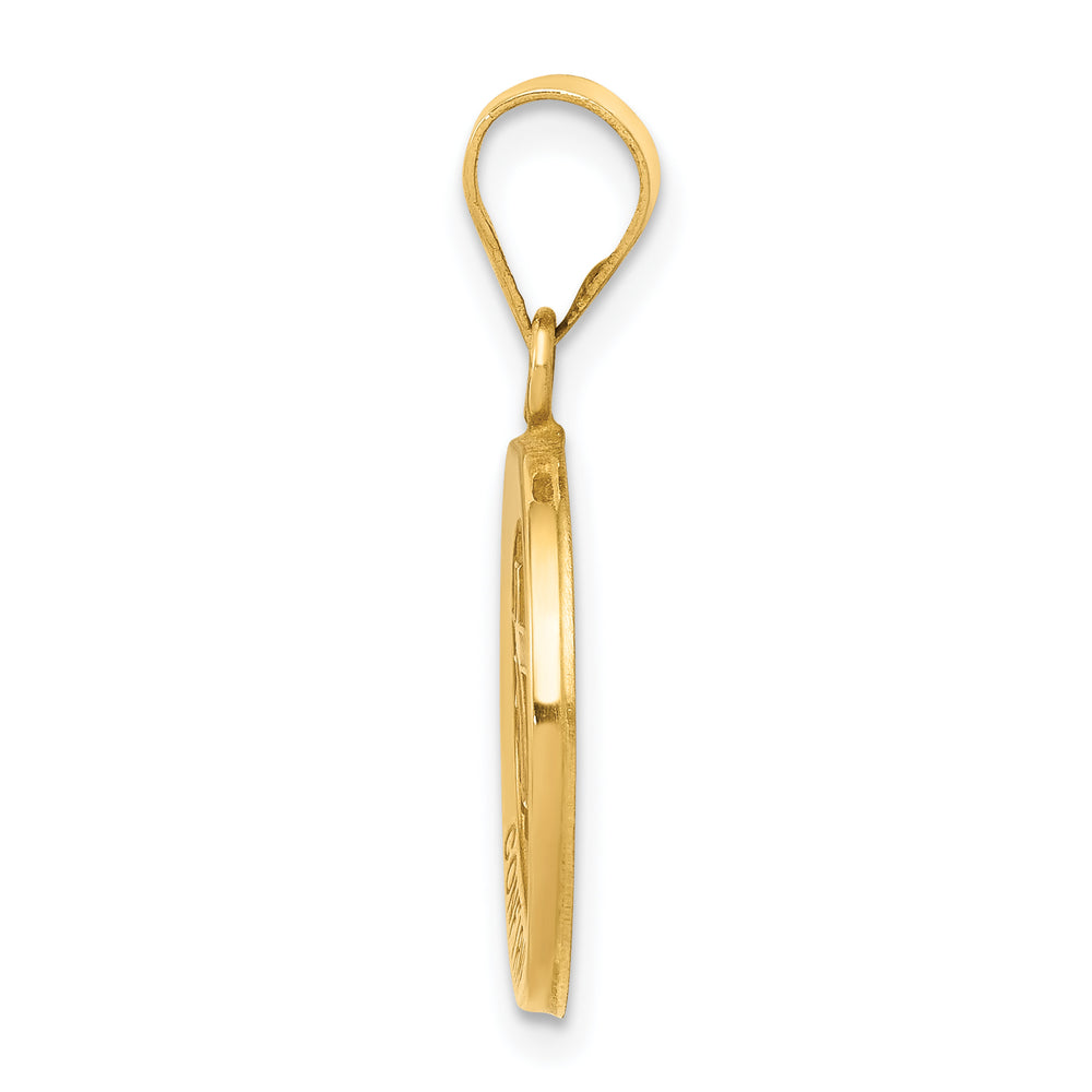 14k Polished and Satin Confirmation Medal Hollow Pendant