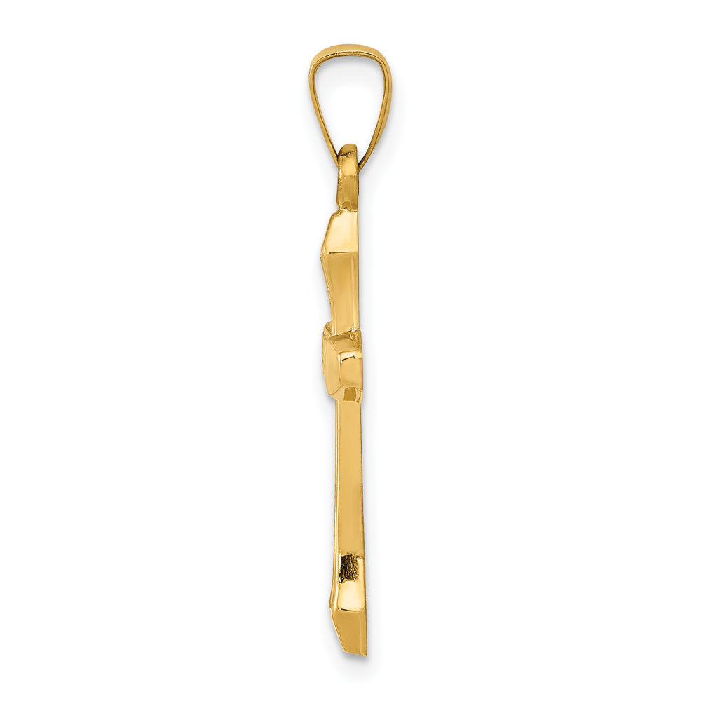 14k Textured and Polished Latin Cross Pendant