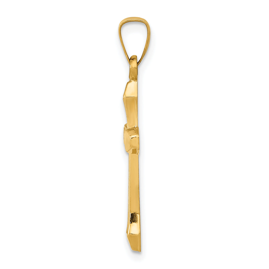 14k Textured and Polished Latin Cross Pendant