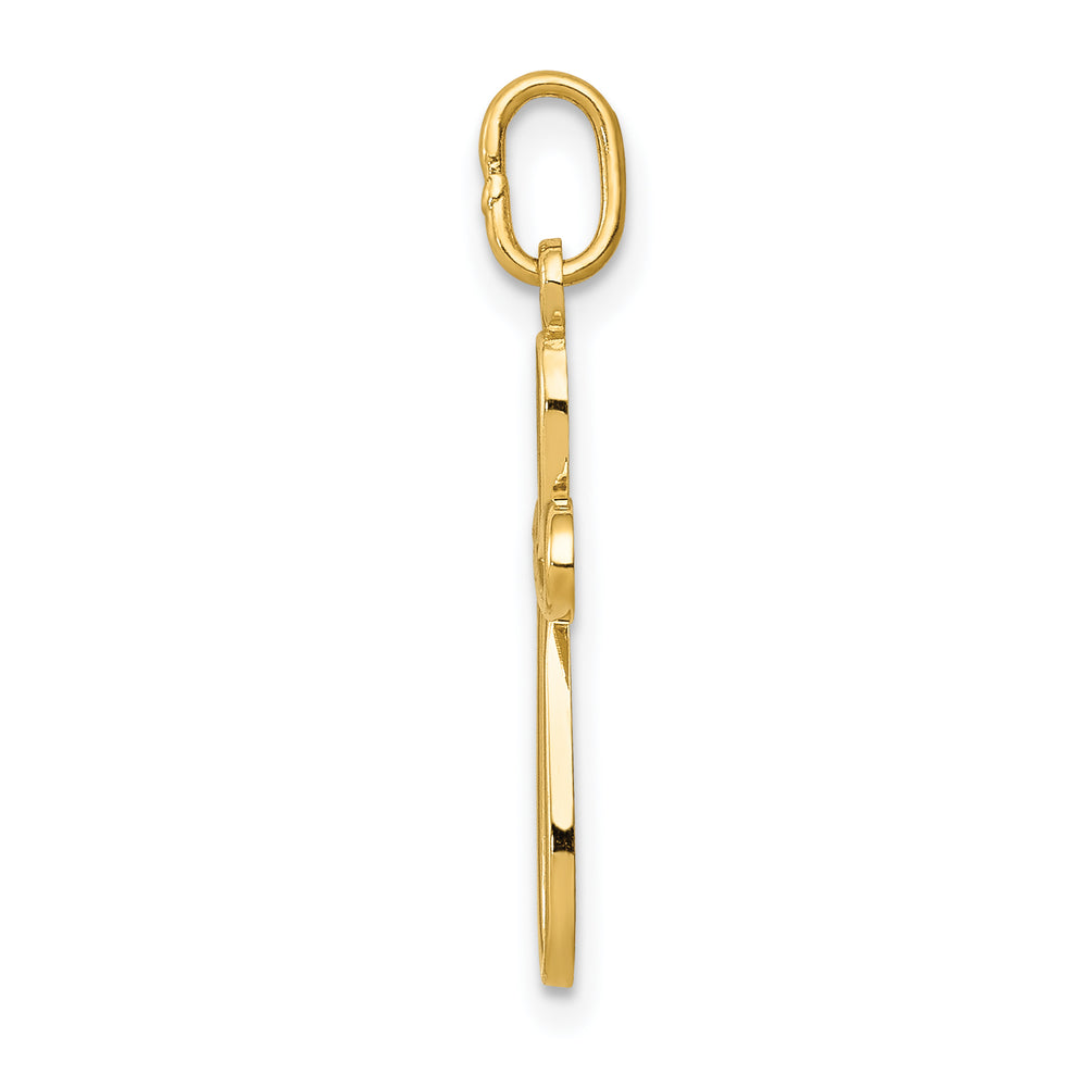 14k Gold Polished Small Ribbon Cross Pendant