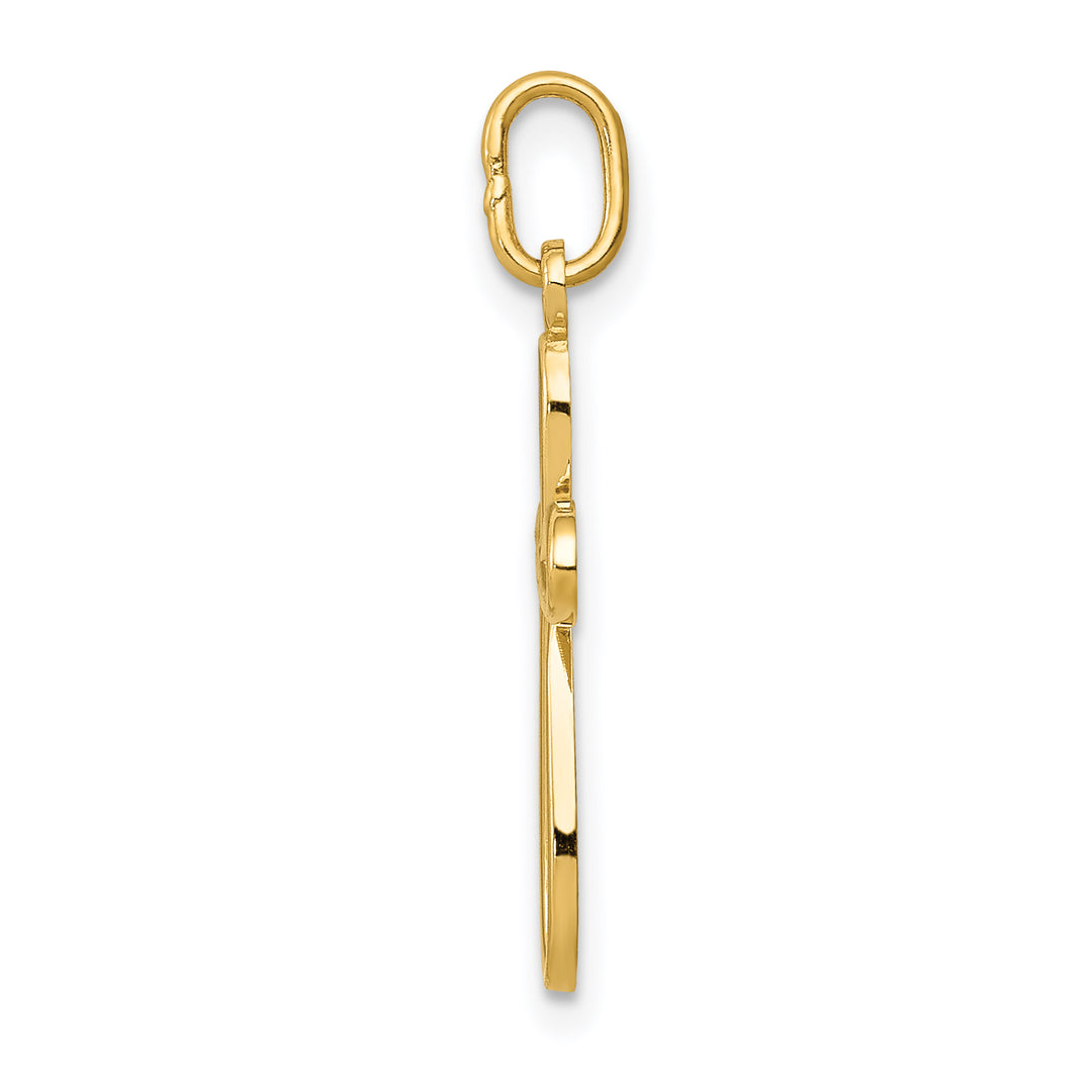 14k Gold Polished Small Ribbon Cross Pendant