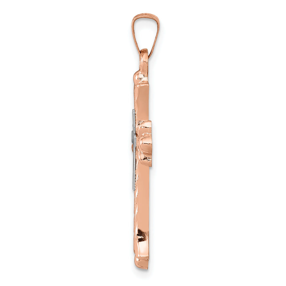 14K Two-Tone Budded Cross Pendant