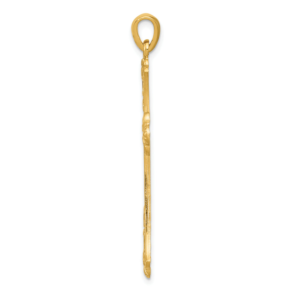 14k Fleur De Lis Cross Pendant