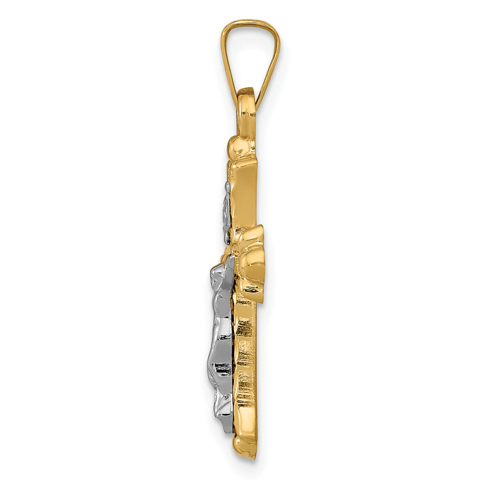 14k Two-Tone Polished INRI Crucifix Cross Pendant