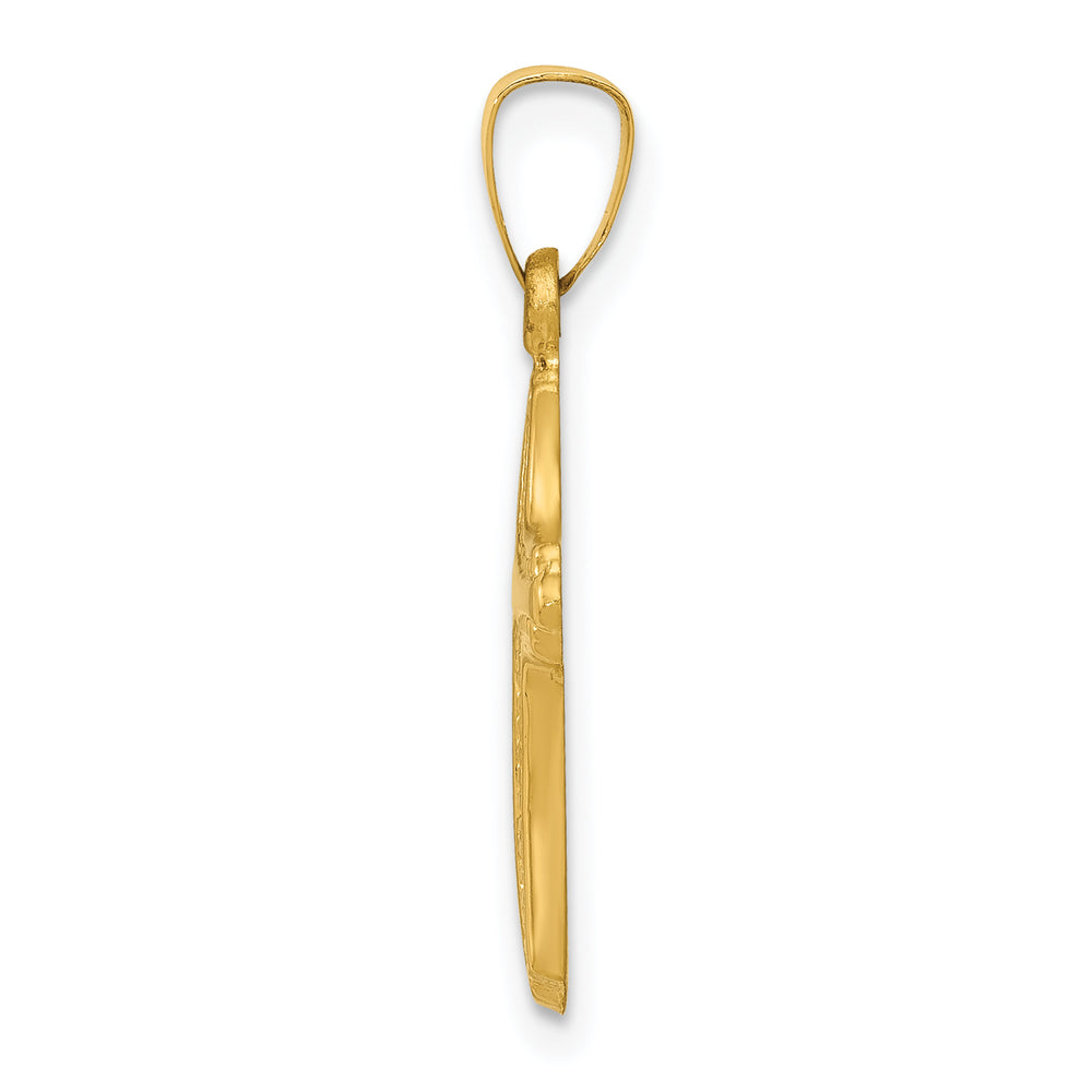 14k Polished and Textured Cross Pendant