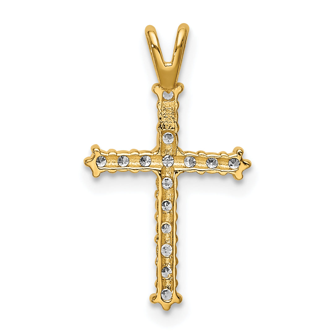 14k Polished CZ Cross Chain Slide