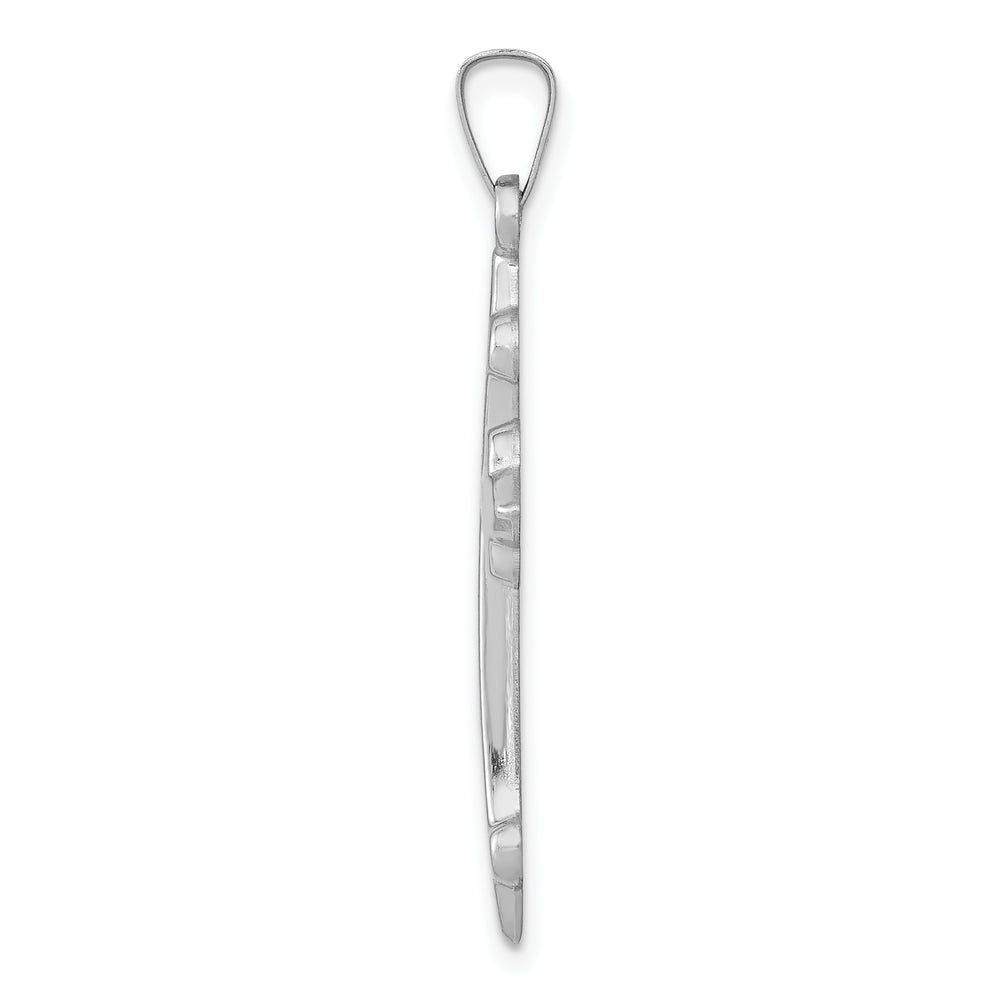 14k White Gold Polished Fleur de Lis Cross Pendant