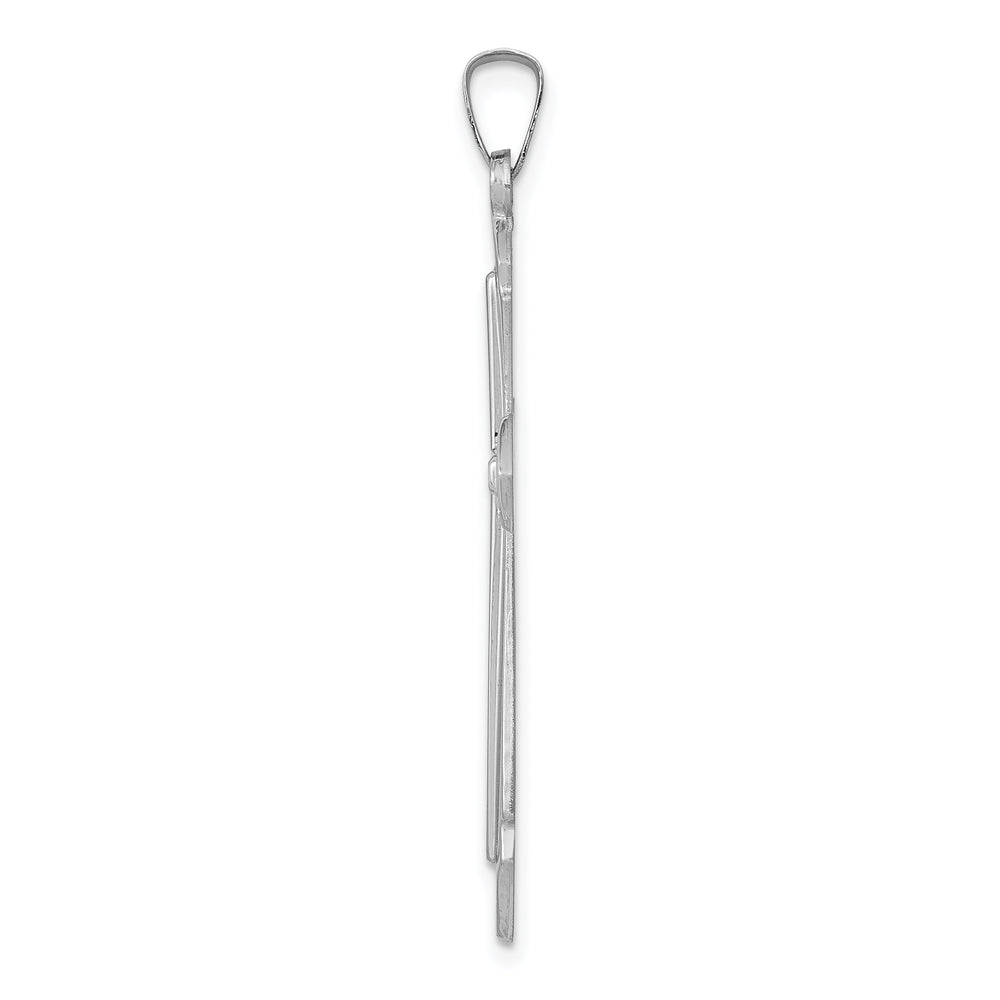14k White Gold Polished and Satin Cross Pendant
