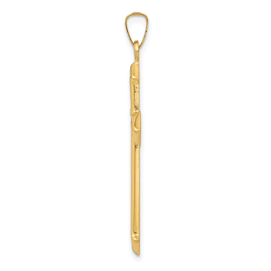 14k Polished and Textured Passion Cross Pendant
