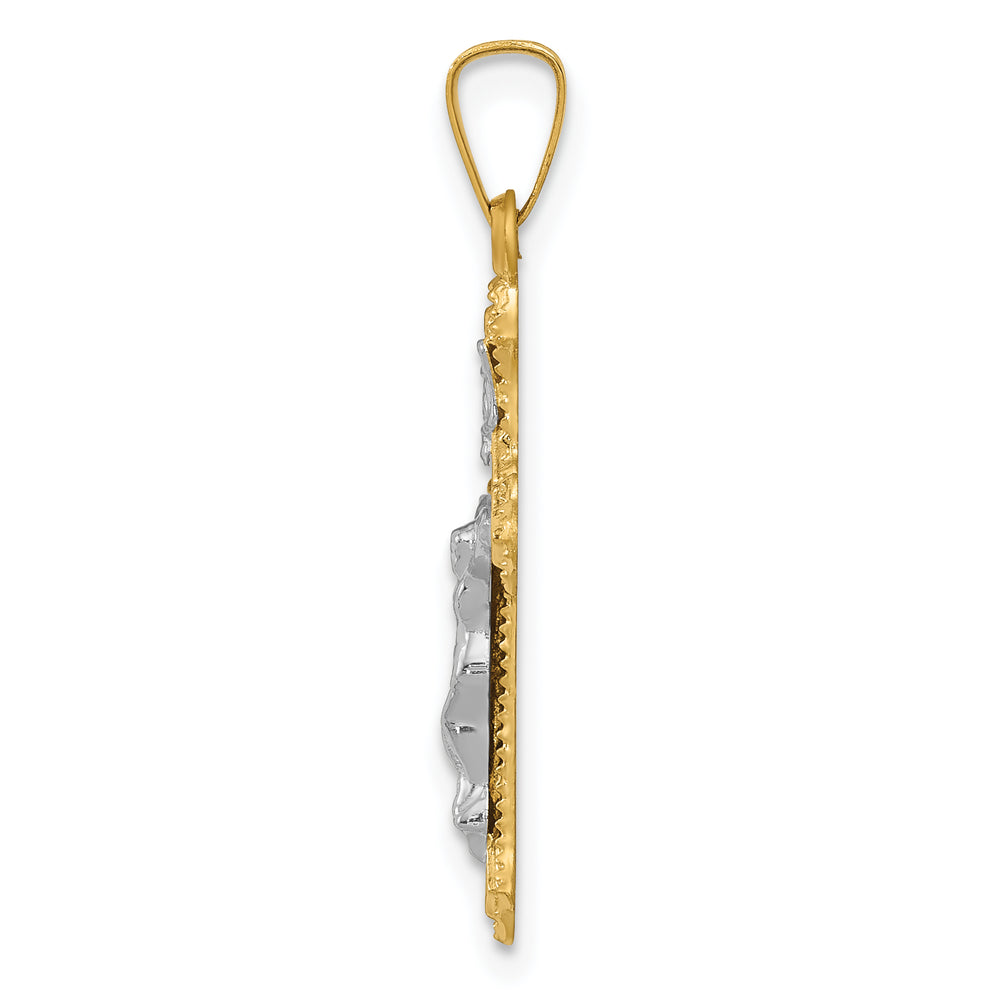 14k Two-tone Polished INRI Crucifix Pendant