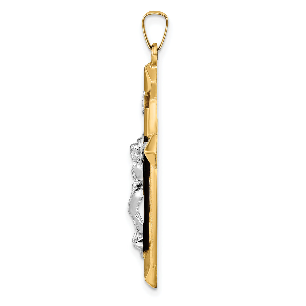 14k Two-tone Polished INRI Crucifix Pendant