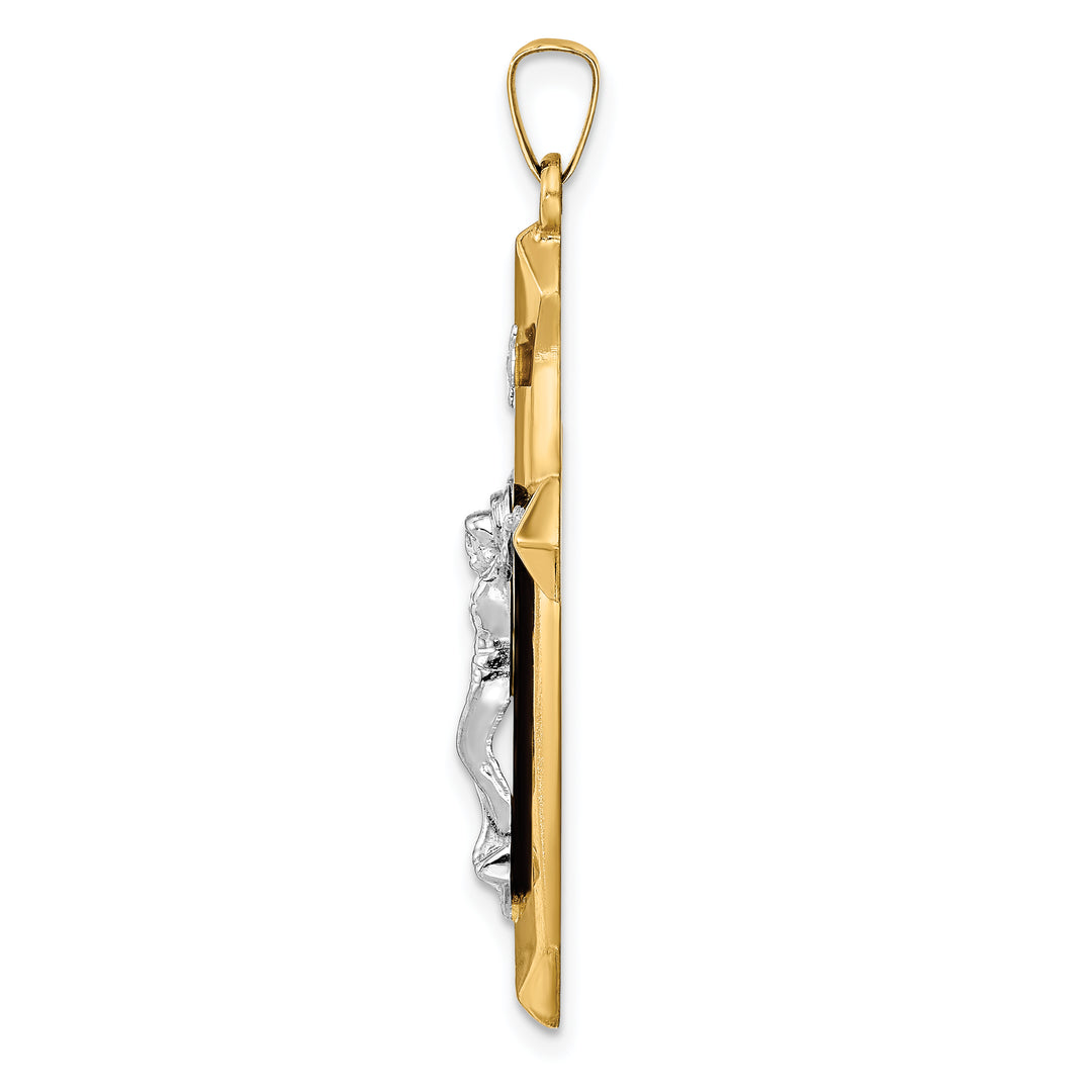 14k Two-tone Polished INRI Crucifix Pendant