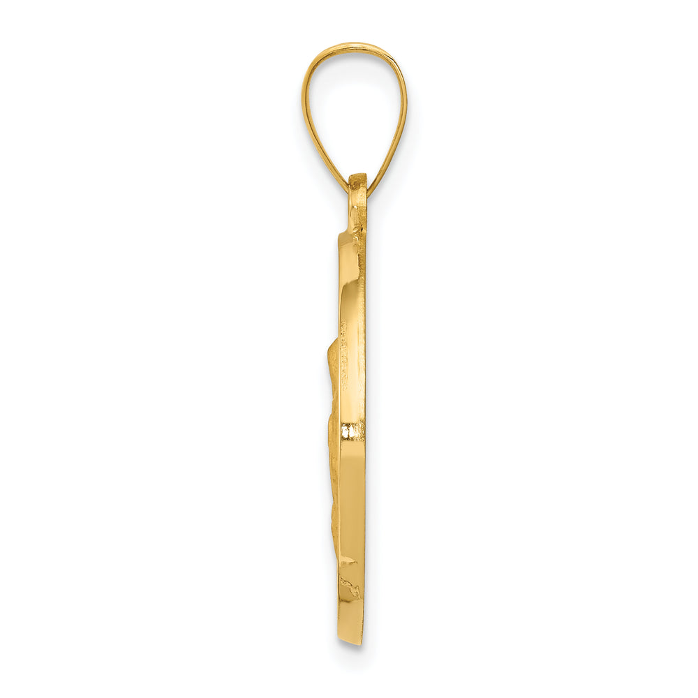 14K Polished/Satin Hollow Spanish Saint Anne Medal Pendant