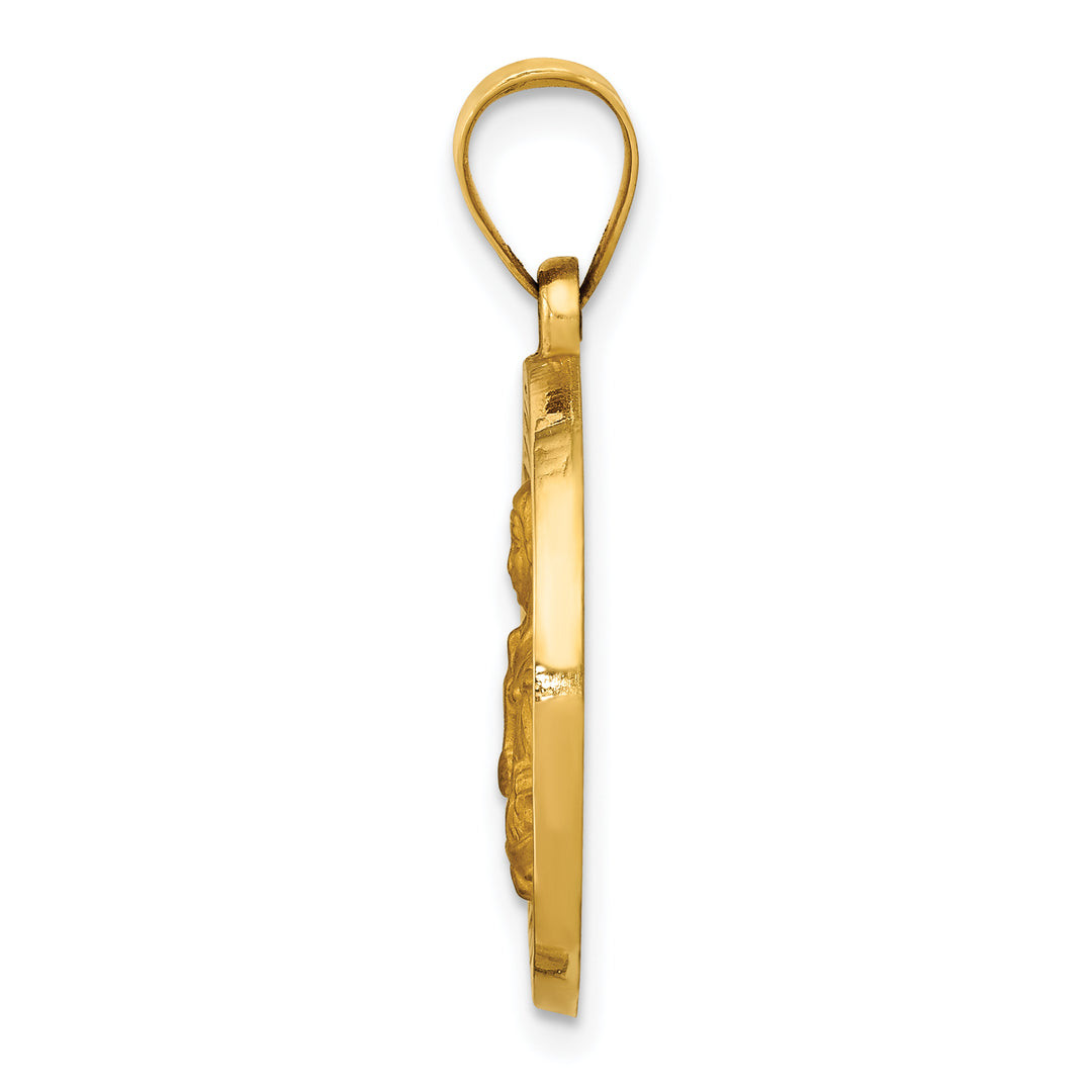 14K Polished/Satin St. Brigid Hollow Medal Pendant