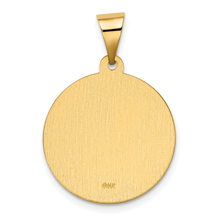 14K Polished/Satin Hollow Spanish St. Gabriel Medal Pendant