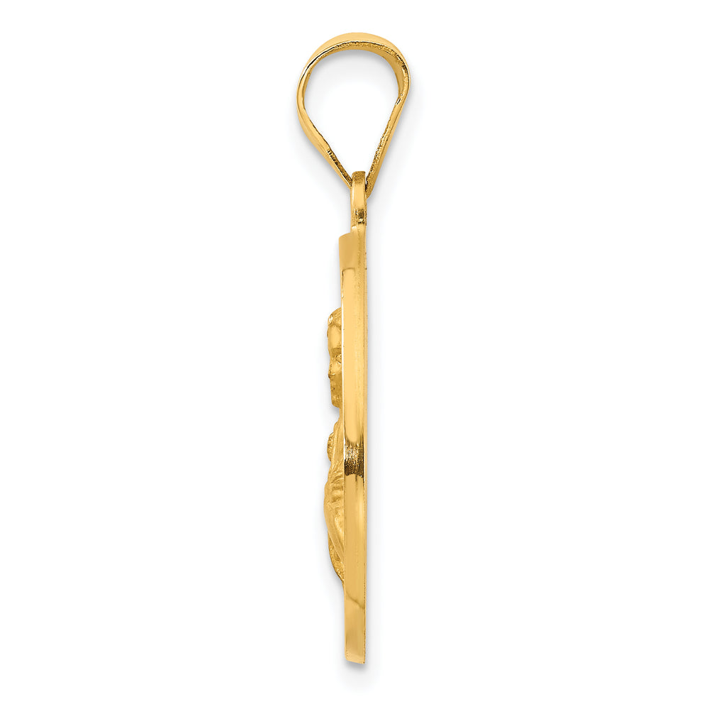 14K Polished / Satin St. Maria Goretti Hollow Medal Pendant