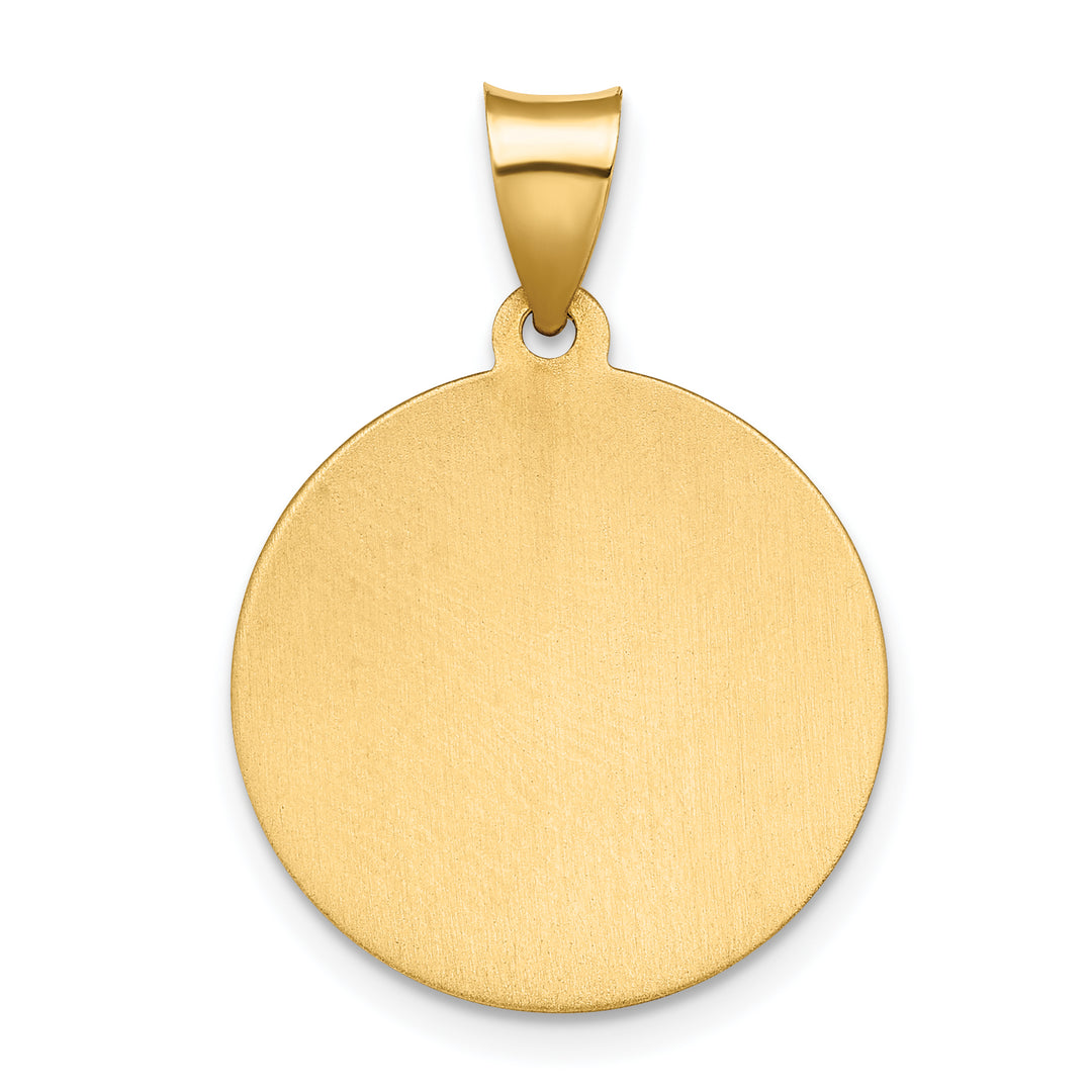 14K Polished / Satin Hollow Spanish St. Lucy Medal Pendant