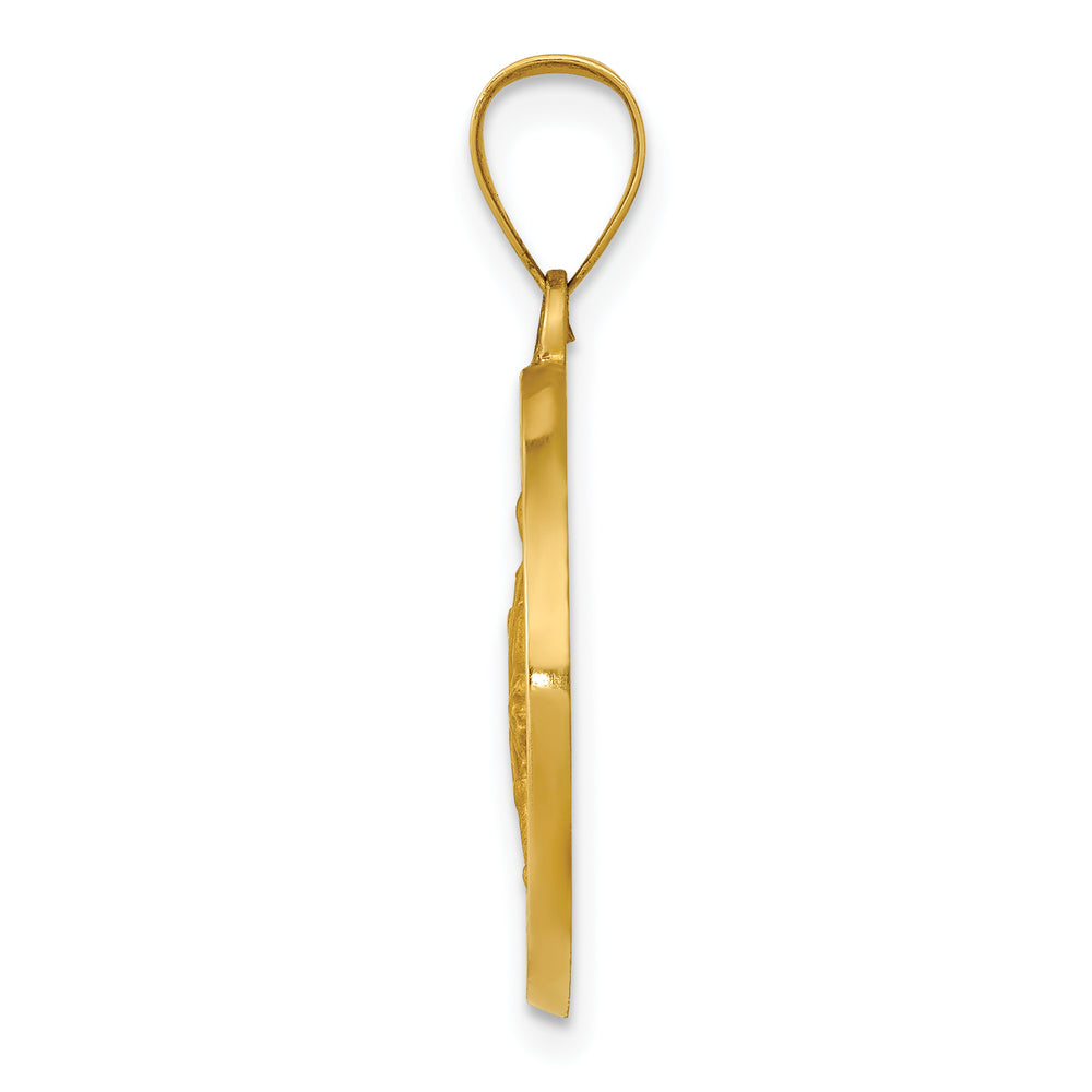 14K Polished / Satin St. Rocco Hollow Medal Pendant