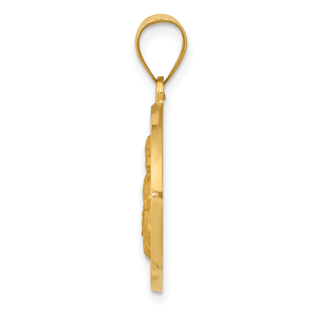 14K Polished / Satin St. Thomas More Hollow Medal Pendant