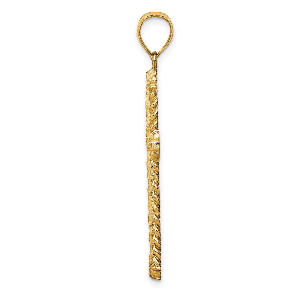 14K Diamond-cut Cross Pendant