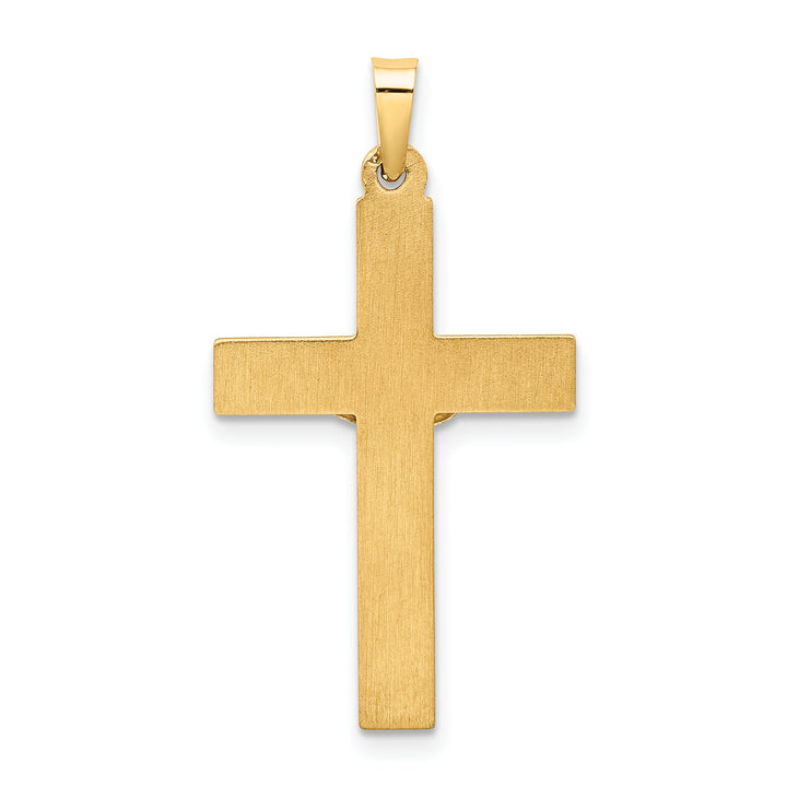 14k Two-tone Hollow Polished Textured Latin Crucifix