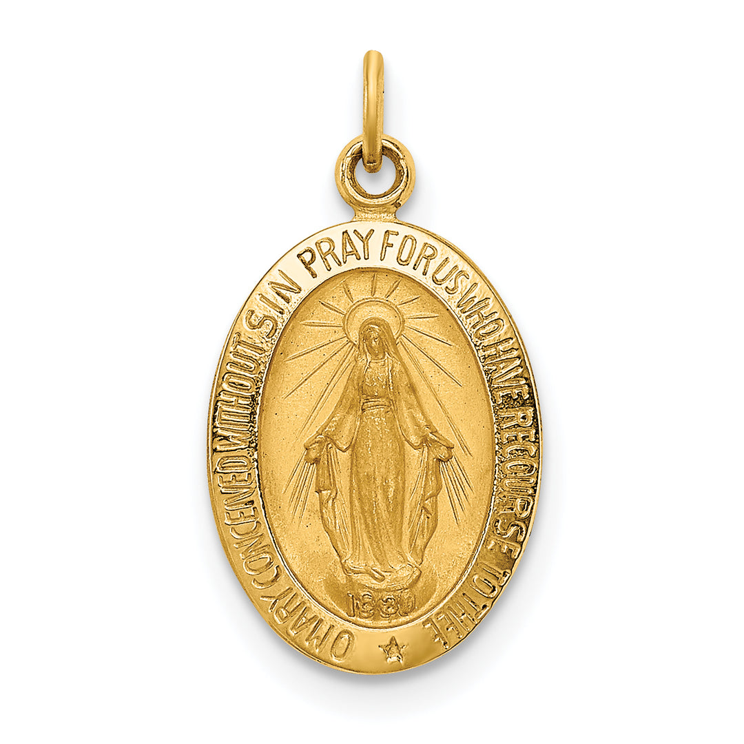 14k Solid Polished/Satin Small Oval Miraculous Medal