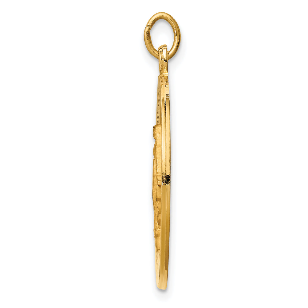 14k Solid Polished/Satin Round Miraculous Medal